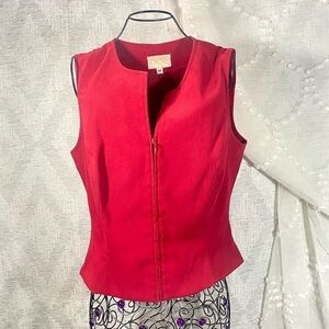 Y2K Cache red animal print zip up vest size M
